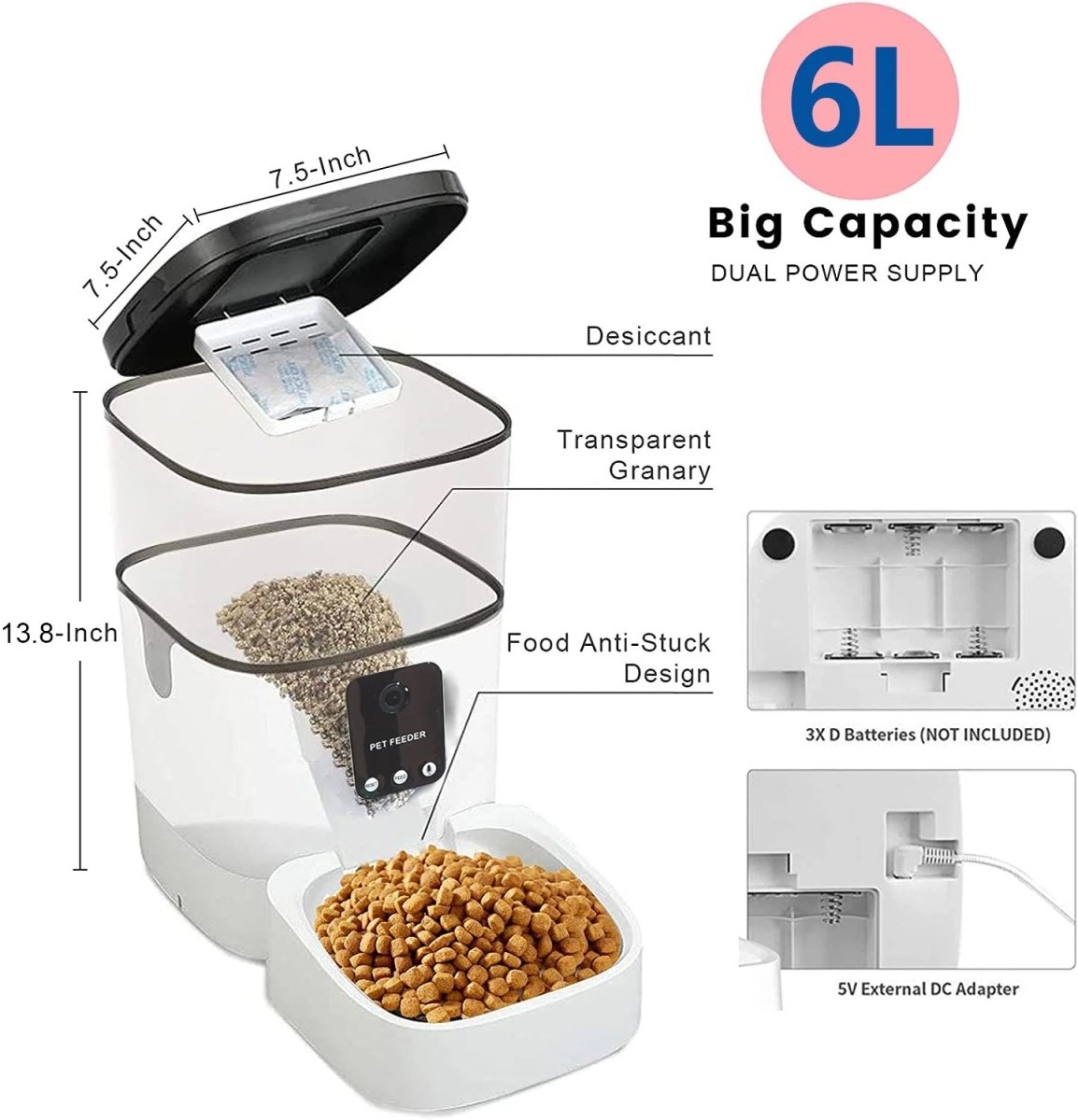 6L Automatic Pet Feeder with Camera&Wifi